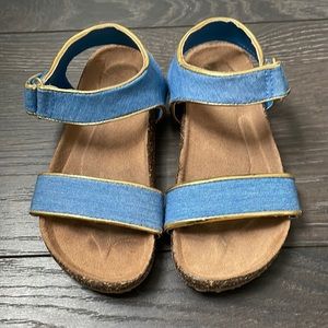 Girls J.Crew denim and gold sandals